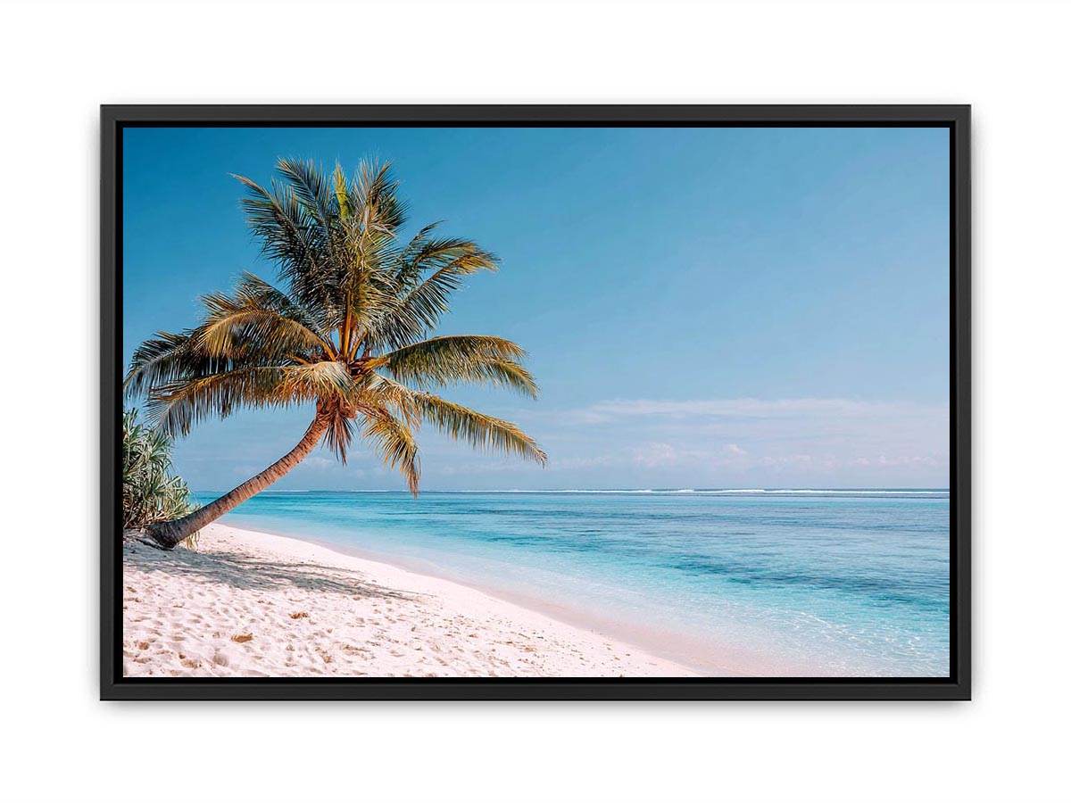 Tropical palm tree beach canvas art for coastal living room decor
