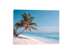 Tropical palm tree beach canvas art for coastal living room decor