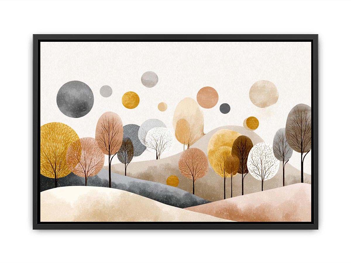 Abstract woodland trees artwork in neutral tones for modern bedroom decor