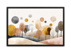 Abstract woodland trees artwork in neutral tones for modern bedroom decor