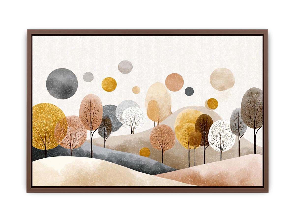 Abstract woodland trees artwork in neutral tones for modern bedroom decor