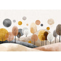 Abstract woodland trees artwork in neutral tones for modern bedroom decor