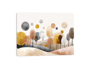 Abstract woodland trees artwork in neutral tones for modern bedroom decor