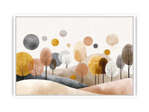 Abstract woodland trees artwork in neutral tones for modern bedroom decor