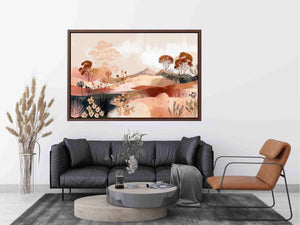 Abstract desert botanical artwork in earthy tones for modern bedroom decor