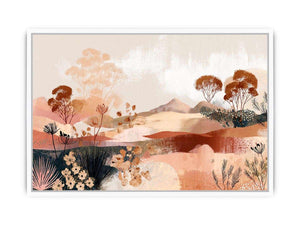 Abstract desert botanical artwork in earthy tones for modern bedroom decor
