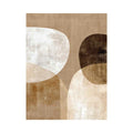 Neutral abstract canvas art with earthy circles and textured shapes for modern living room decor.
