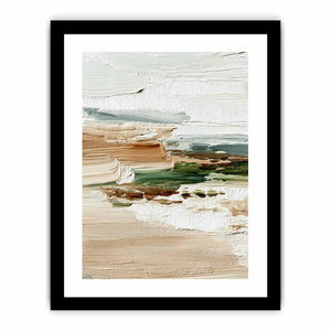 Textured coastal abstract canvas art with soft ocean and sand tones for serene bedroom decor.