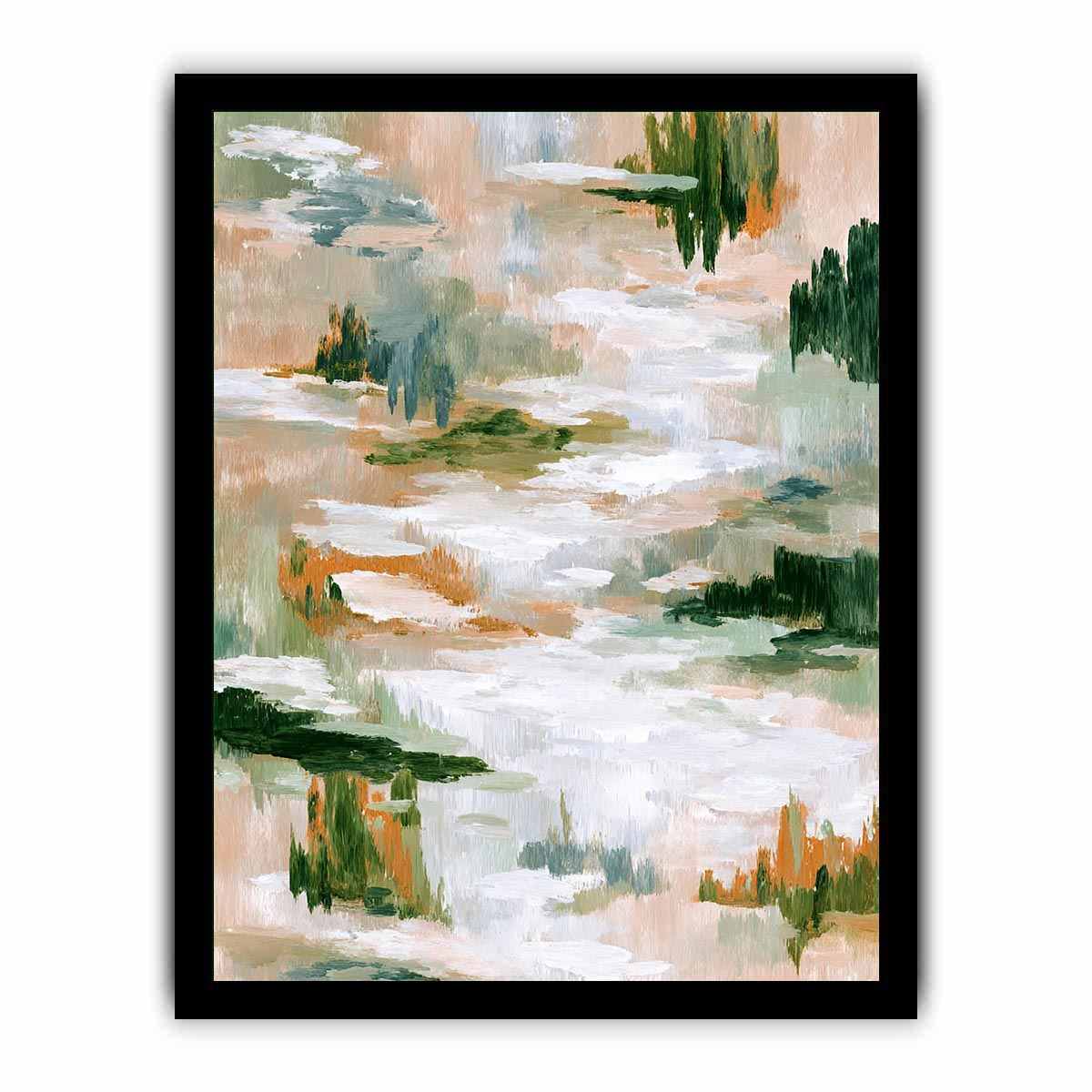 Sage green abstract canvas art with layered brushstrokes for fresh modern living room decor.