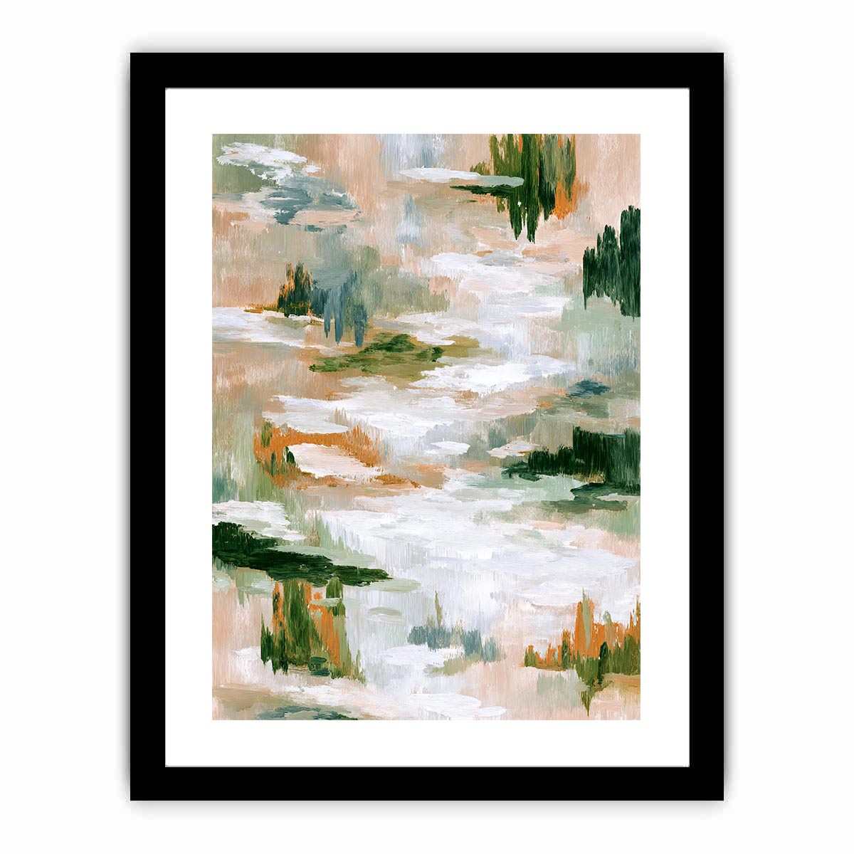 Sage green abstract canvas art with layered brushstrokes for fresh modern living room decor.