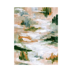 Sage green abstract canvas art with layered brushstrokes for fresh modern living room decor.