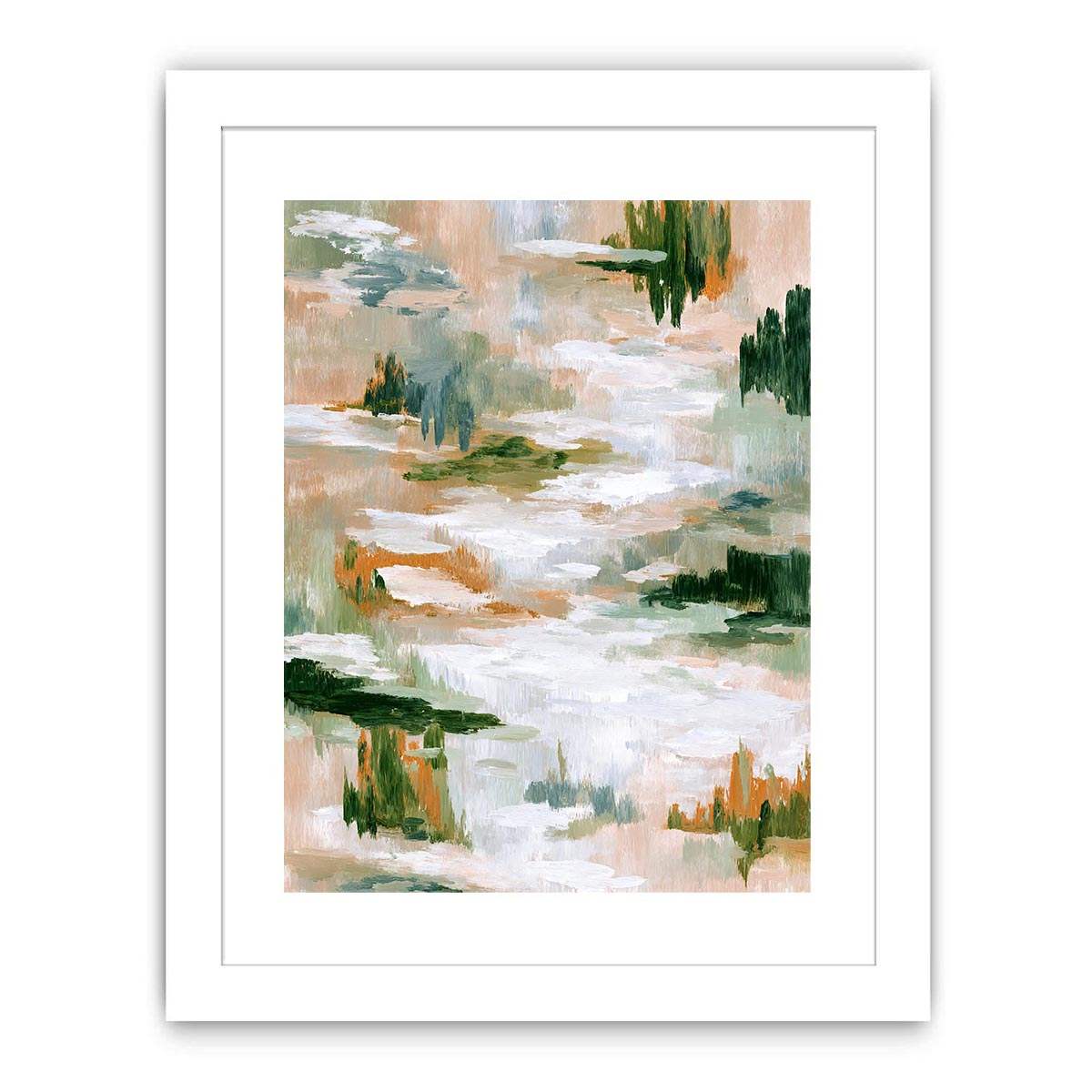 Sage green abstract canvas art with layered brushstrokes for fresh modern living room decor.