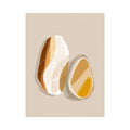 Warm abstract stone canvas art with ochre and cream shapes for modern neutral room decor.