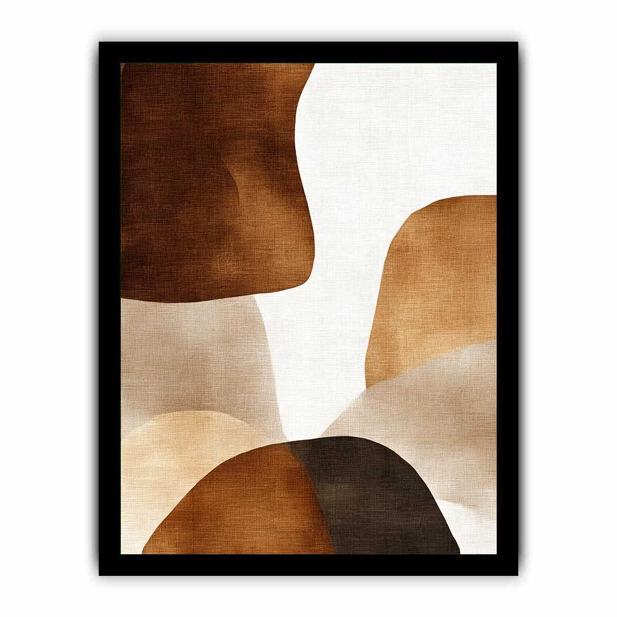 Earthy neutral abstract canvas art with layered brown organic shapes for modern bedroom decor.