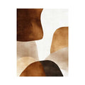 Earthy neutral abstract canvas art with layered brown organic shapes for modern bedroom decor.