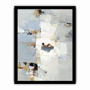 Figurative abstract canvas art with reclining woman for serene bedroom decor.
