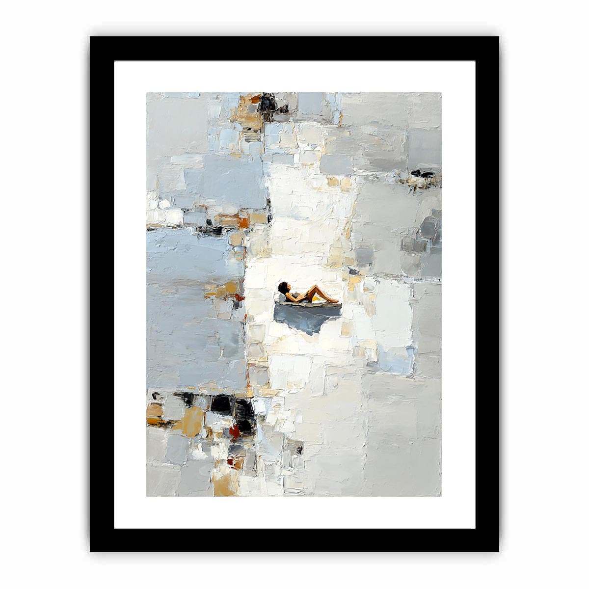 Figurative abstract canvas art with reclining woman for serene bedroom decor.
