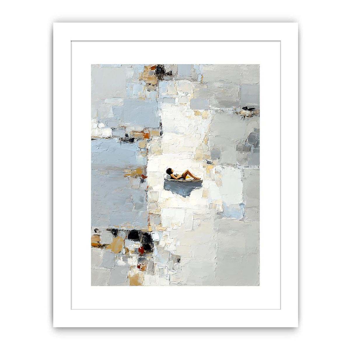 Figurative abstract canvas art with reclining woman for serene bedroom decor.
