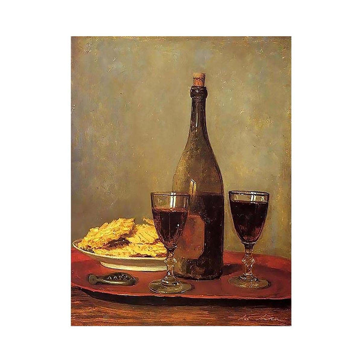 Still Life: Two Glass of Red Wine by Albert Anker