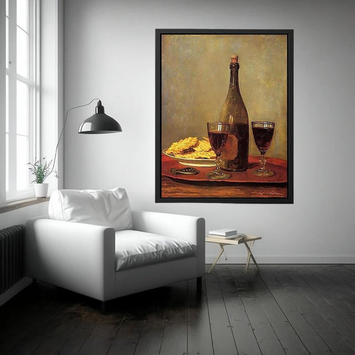 Still Life: Two Glass of Red Wine by Albert Anker Painting