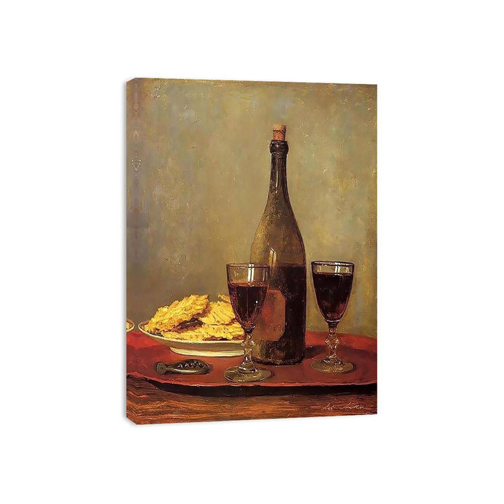 Still Life: Two Glass of Red Wine by Albert Anker  Painting