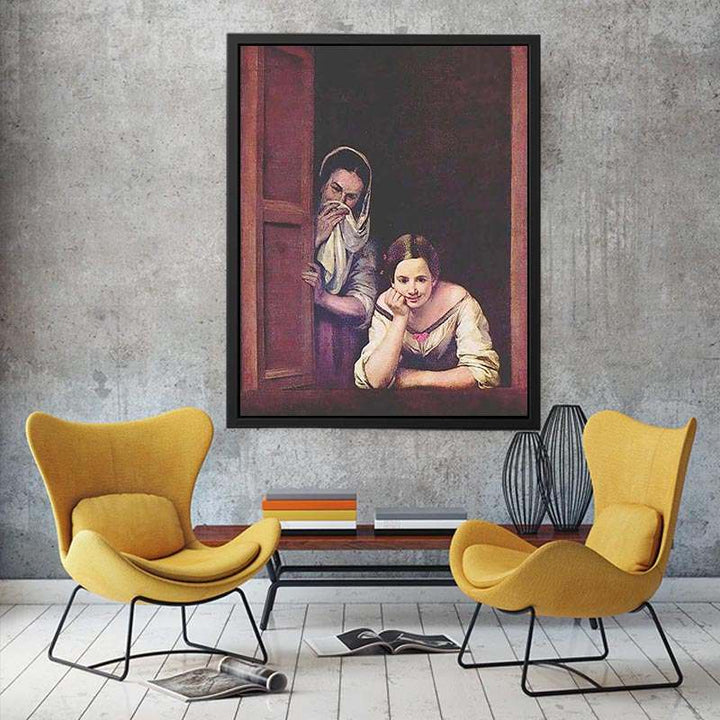A Girl and her Duenna by Bartolome Esteban Murillo  Painting
