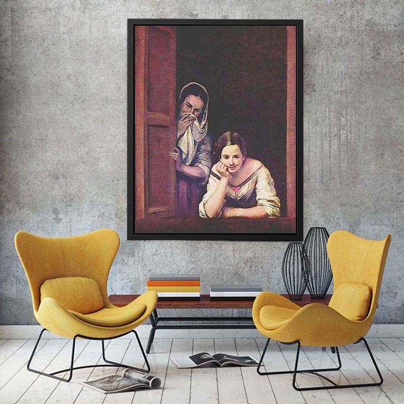 A Girl and her Duenna by Bartolome Esteban Murillo  Painting