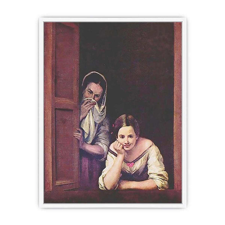 A Girl and her Duenna by Bartolome Esteban Murillo Framed Print
