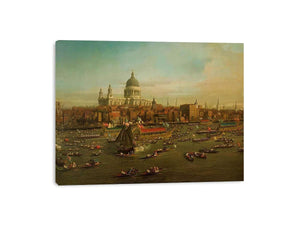 The River Thames with St. Paul's Cathedral on Lord Mayor's Day, detail of St. Paul's Cathedral, c.1747-48 by (Giovanni Antonio Canal) Canaletto Painting 