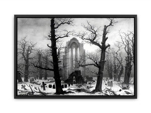 Monastery Graveyard In The Snow Canvas Print