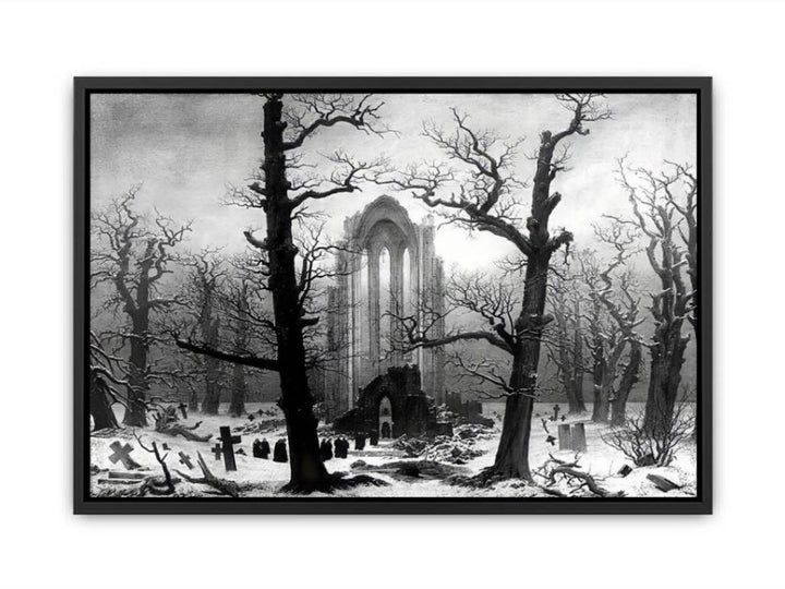Monastery Graveyard In The Snow Canvas Print
