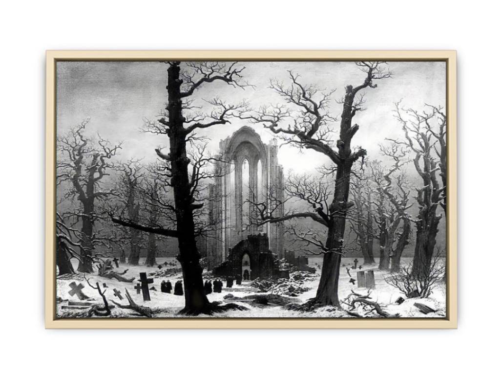 Monastery Graveyard In The Snow  Art Print