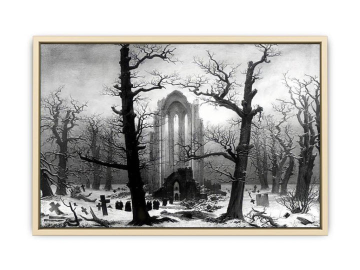 Monastery Graveyard In The Snow  Art Print