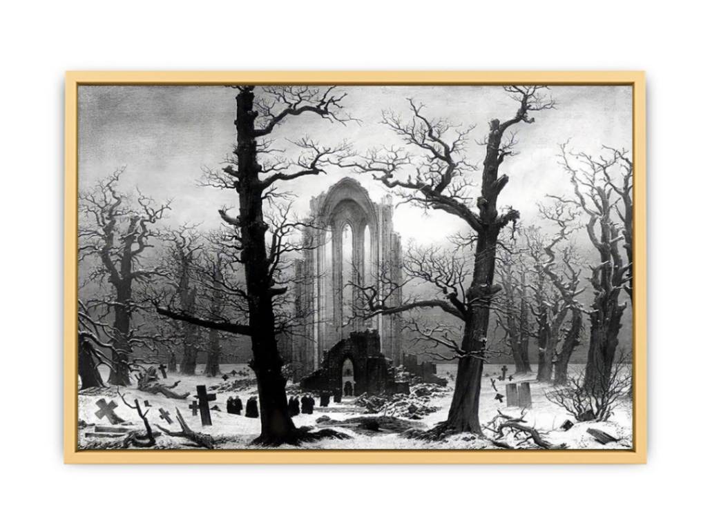 Monastery Graveyard In The Snow Streched canvas