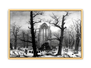 Monastery Graveyard In The Snow Streched canvas
