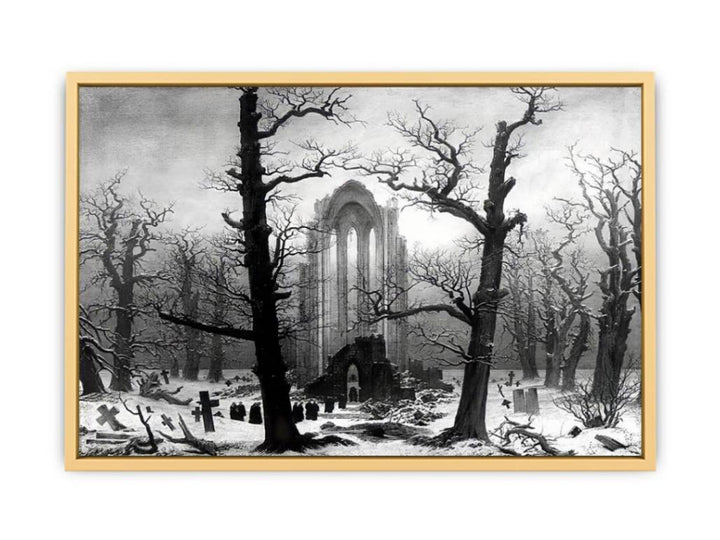 Monastery Graveyard In The Snow Streched canvas