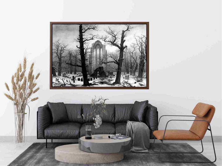 Monastery Graveyard In The Snow Painting