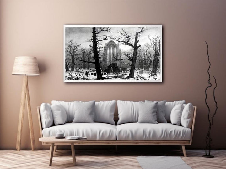 Monastery Graveyard In The Snow  Painting