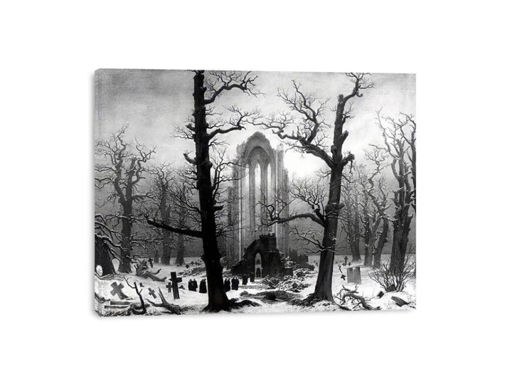 Monastery Graveyard In The Snow  Painting