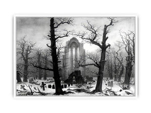 Monastery Graveyard In The Snow Framed Print