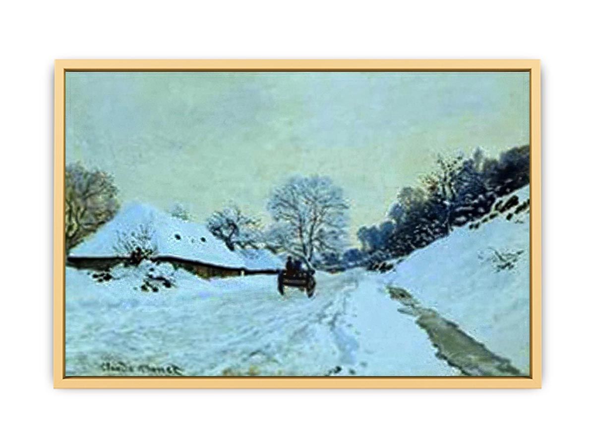 A Cart On The Snow Covered Road With Saint Simeon Farm Streched canvas