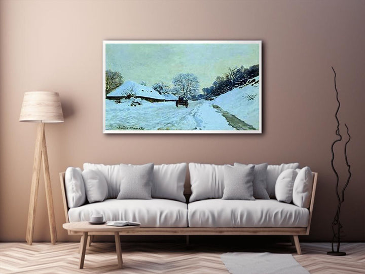 A Cart On The Snow Covered Road With Saint Simeon Farm  Painting