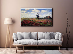 Field Of Tulips In Holland by Claude Monet Painting 