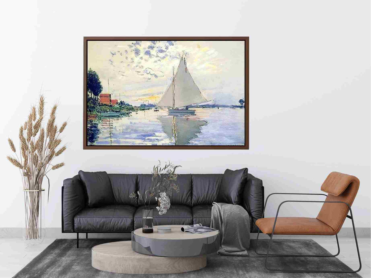 Sailboat At Le Petit Gennevilliers by Claude Monet Painting 