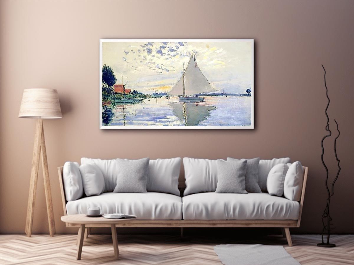 Sailboat At Le Petit Gennevilliers by Claude Monet Painting 