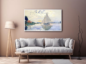 Sailboat At Le Petit Gennevilliers by Claude Monet Painting 