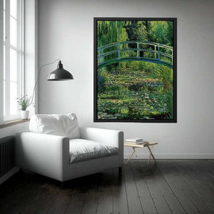 Bridge Over Rose  Water Lily Pond by Claude Monet Painting 