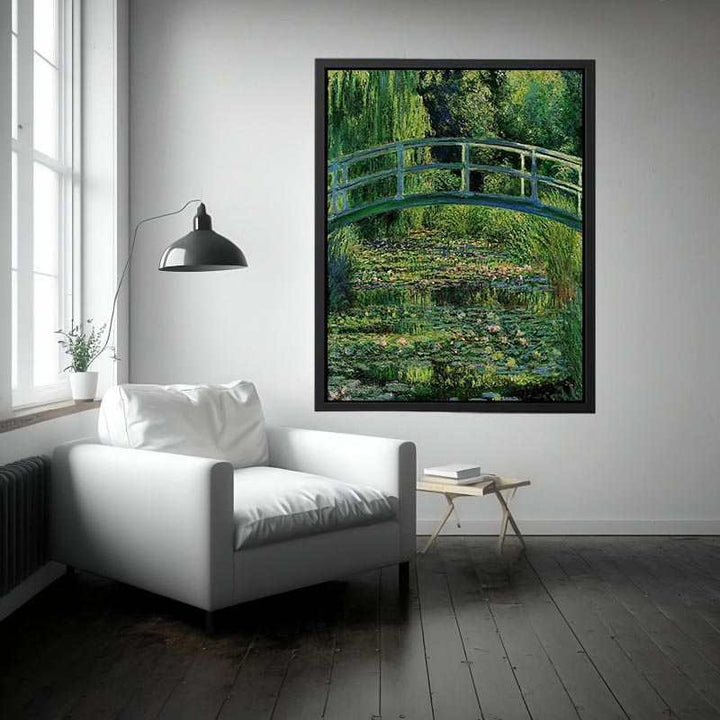 Bridge Over Rose  Water Lily Pond   Painting