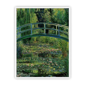 Bridge Over Rose  Water Lily Pond   Framed Print