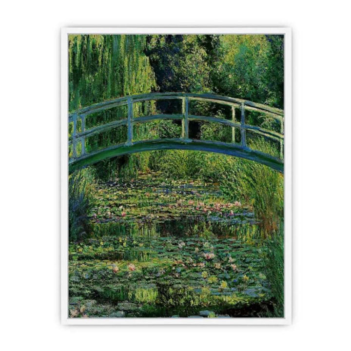 Bridge Over Rose  Water Lily Pond   Framed Print